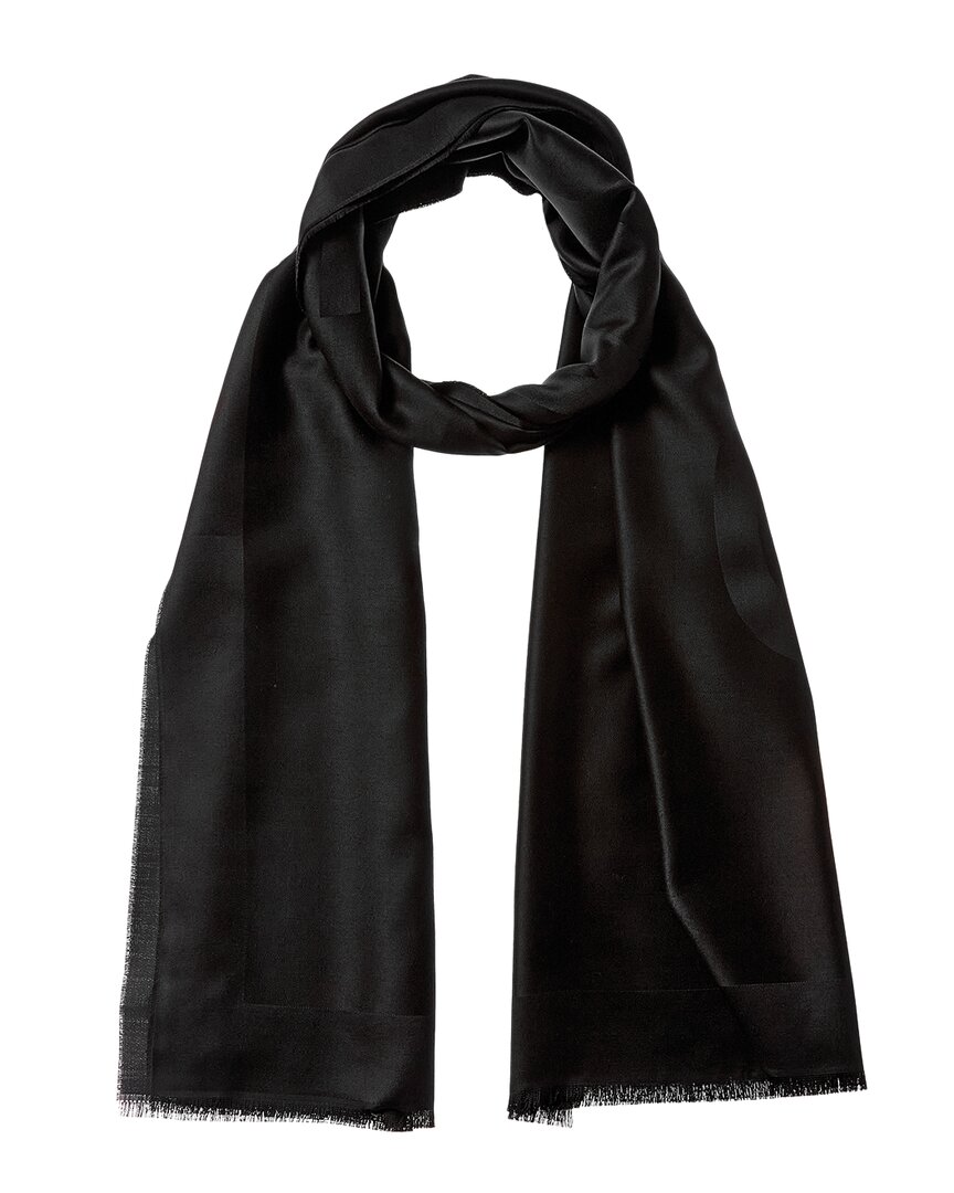 Givenchy Logo Silk & Wool-blend Scarf In Black