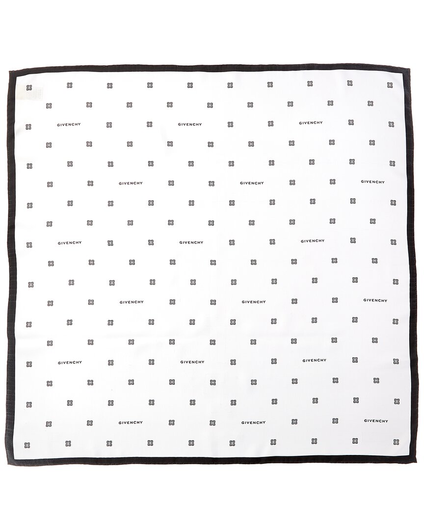 Givenchy 4g Outline Silk Twill Scarf In White