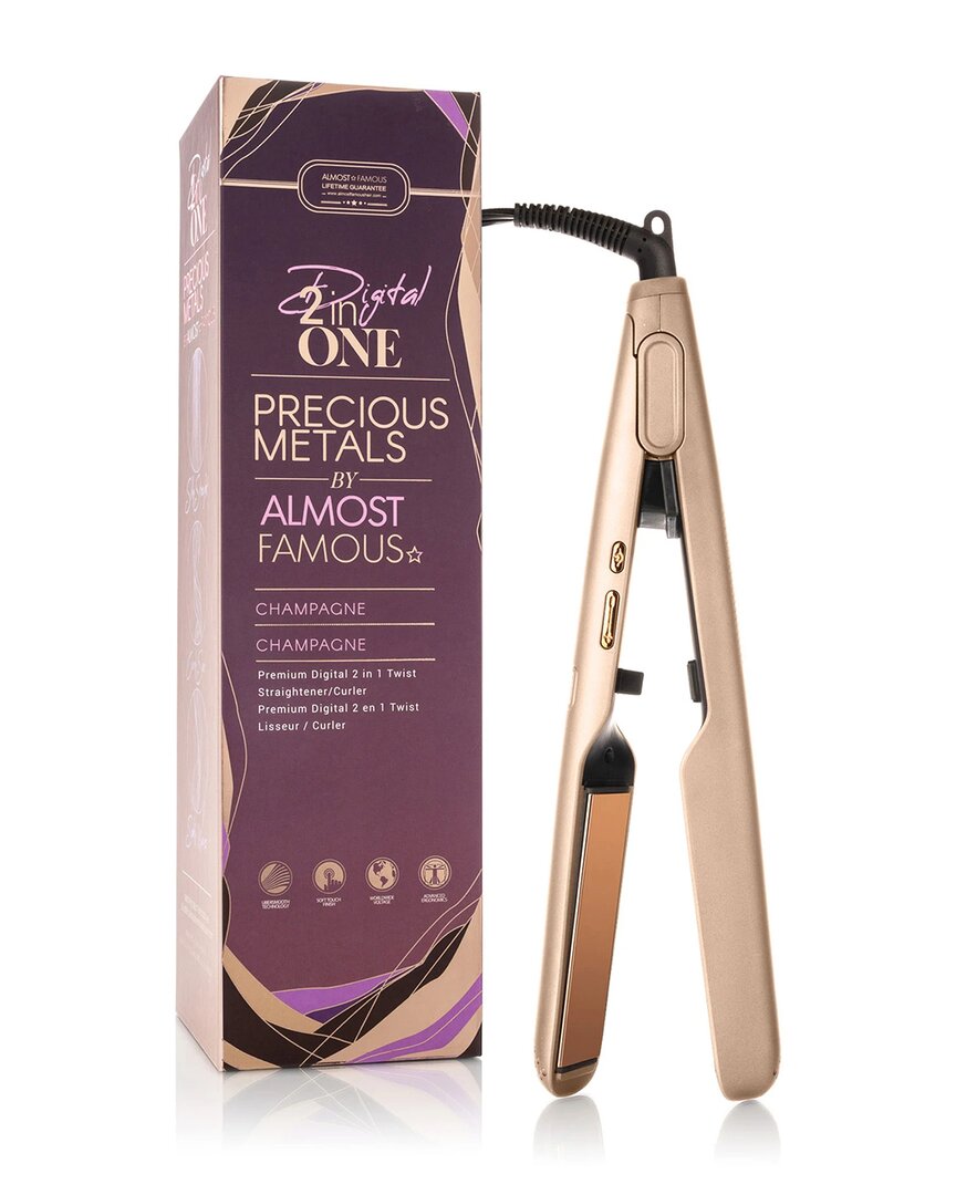 Almost Famous Digital 2inone Twist Flat Iron With Rose Gold Titanium Plates - Champagne