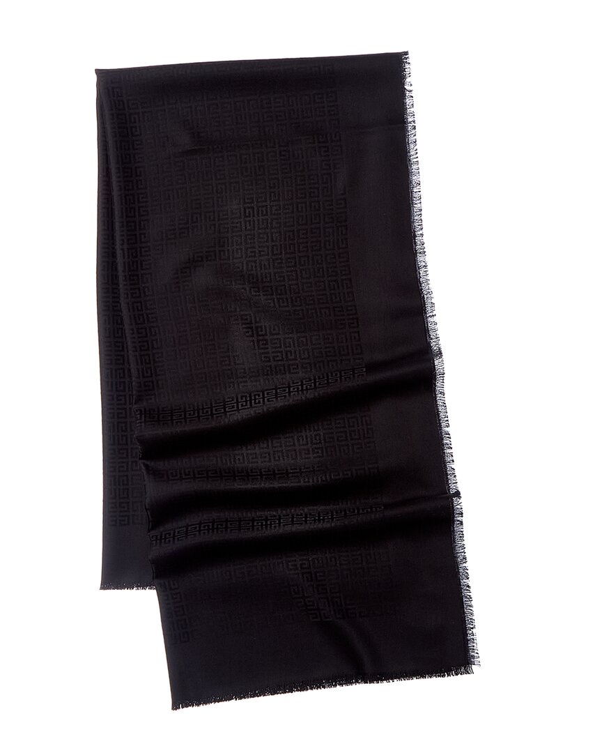 Givenchy 4g Square Large Wool & Silk-blend Scarf In Black