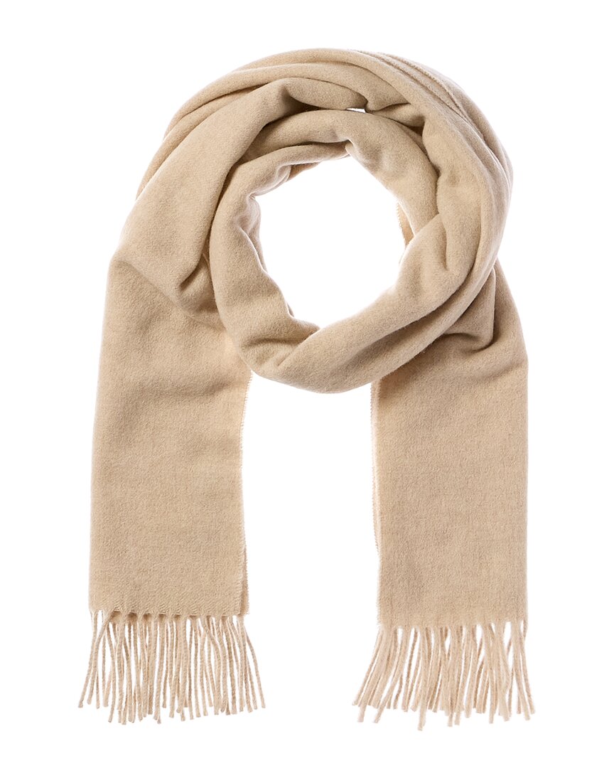 La Fiorentina Fringe Wool Scarf In Beige