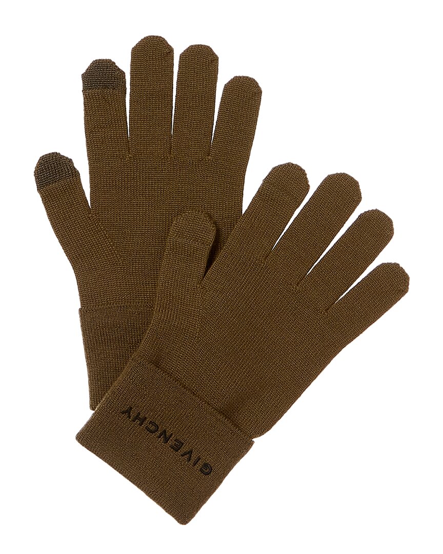 Givenchy Embroidered Wool Gloves In Green
