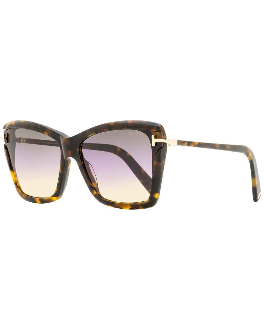 Tom Ford Women's Butterfly Sunglasses Tf849 Leah 55b Vintage Havana/gold 64mm