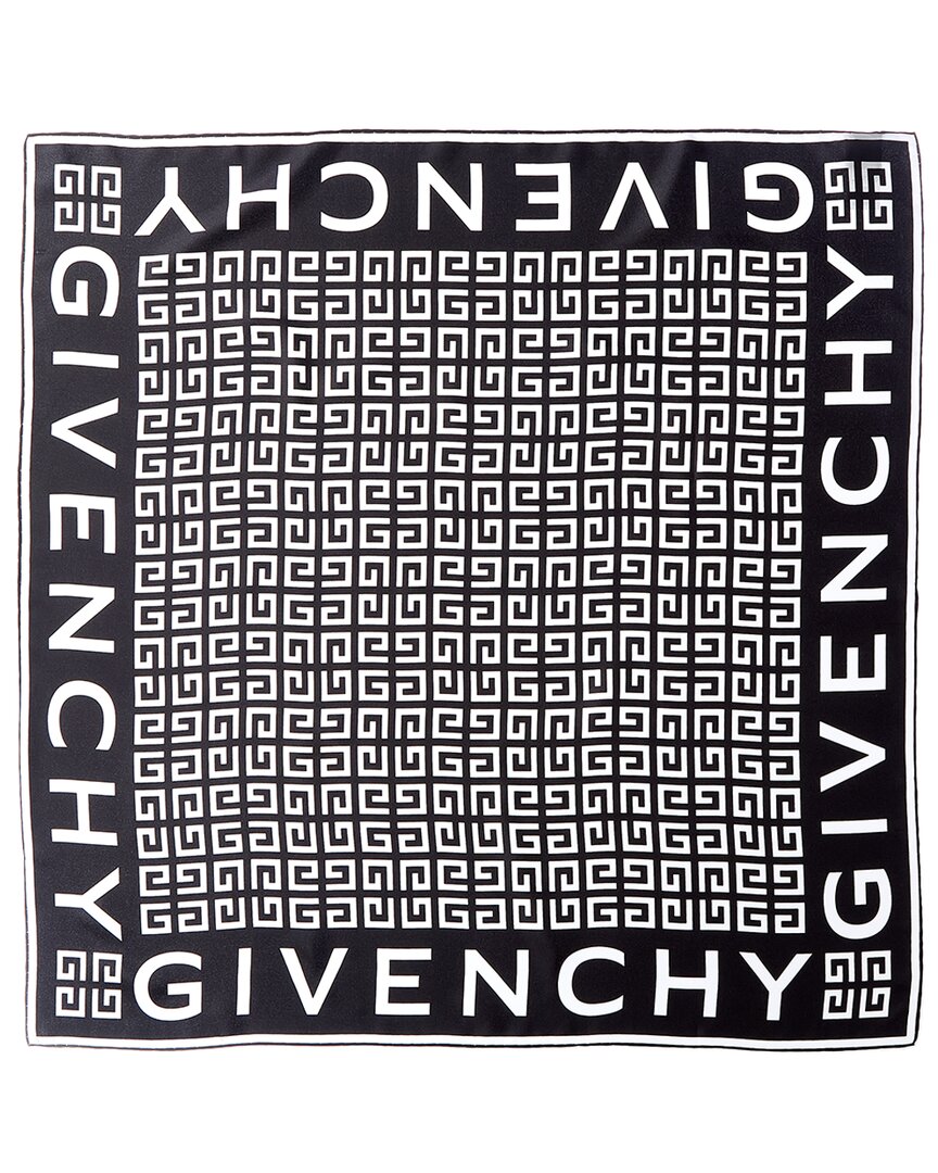Givenchy 4g Monogram Silk Twill Square Scarf In Black