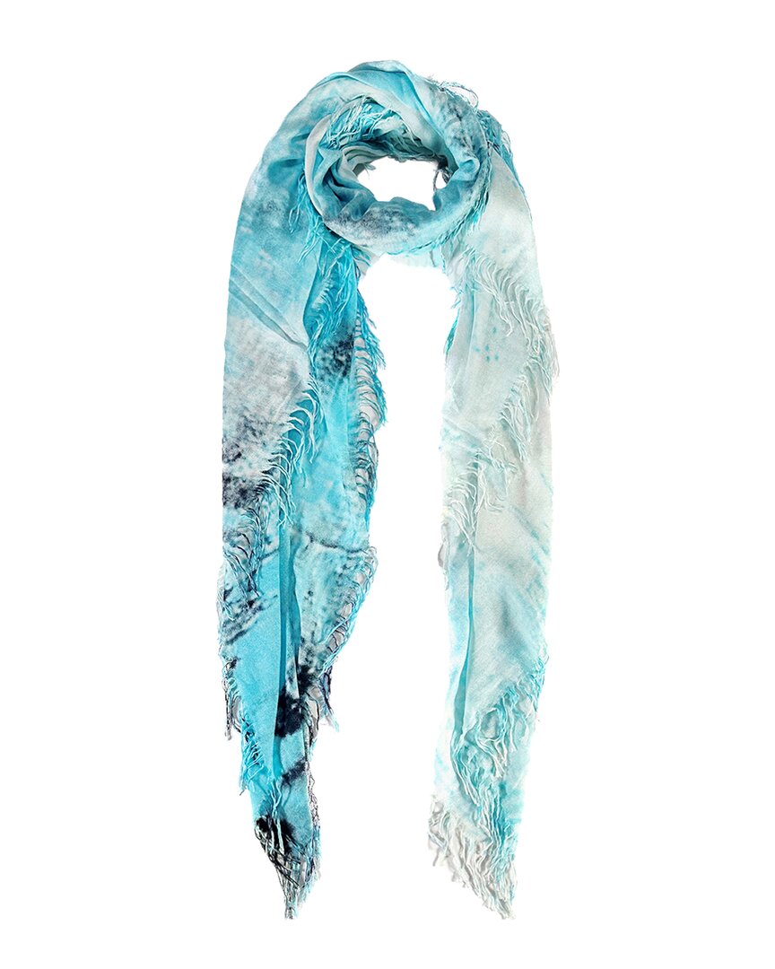 Blue Pacific Seagrass Bay Cashmere-blend Print Scarf In Green