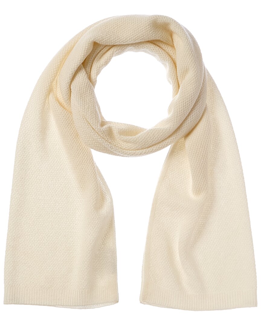 Phenix Lightweight Moss Stitch Cashmere Scarf In White
