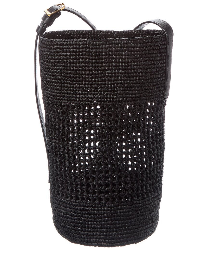 KHAITE Billie Small Raffia & Leather Bucket Bag