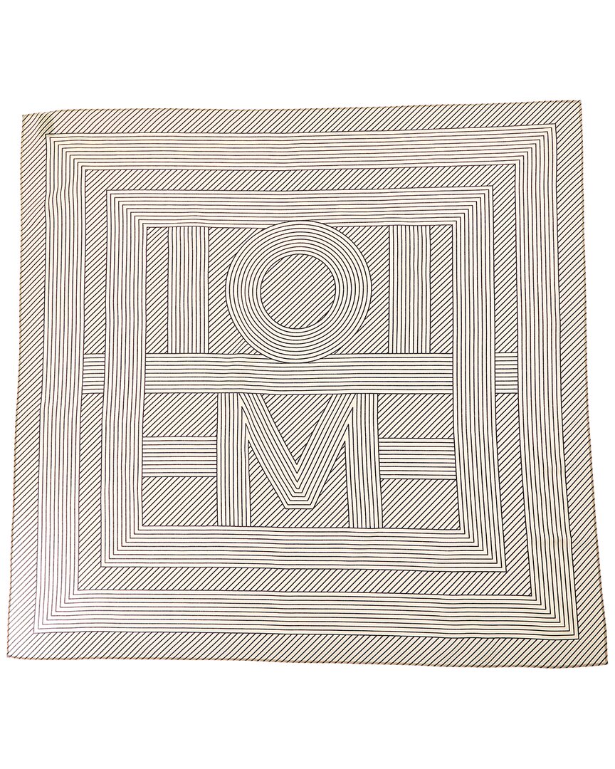 Totême Toteme Striped Monogram Print Silk Scarf