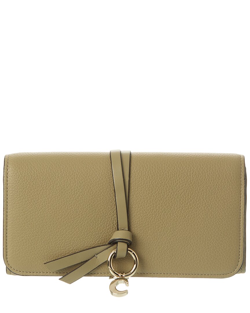 Shop Chloé Alphabet Leather Continental Wallet In Green