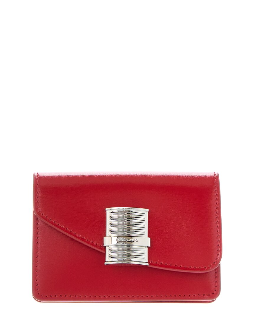 Ferragamo Fiamma Card Holder In Red