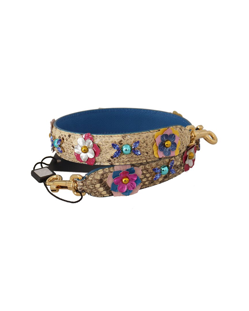 Dolce & Gabbana Elegant Beige Python Leather Shoulder Strap In Sand