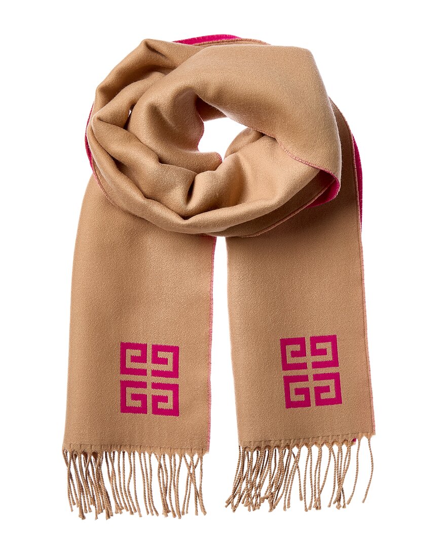 Givenchy 4g Reversible Wool Scarf In Sand