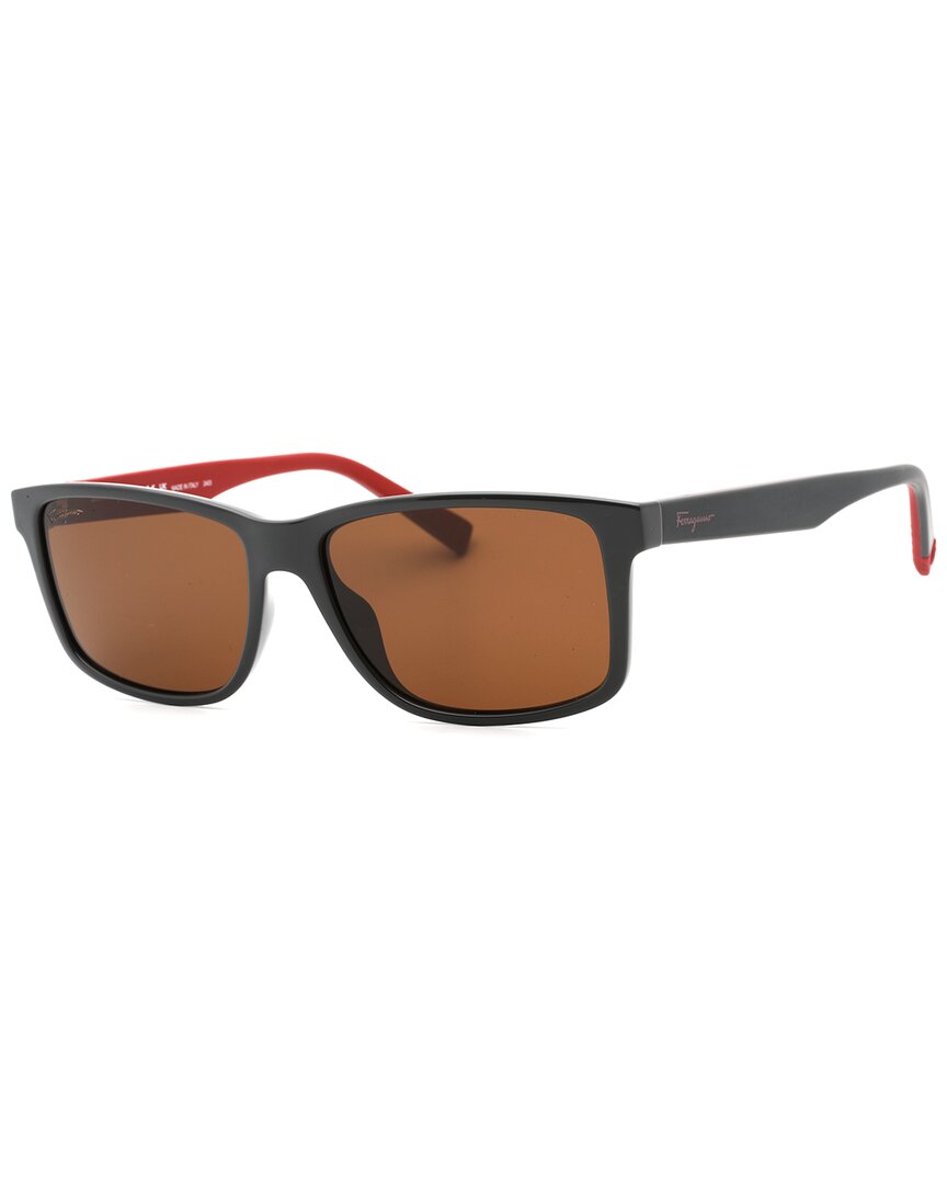 Ferragamo Salvatore  Brown Rectangular Men's Sunglasses Sf938s 023 57 In Grey