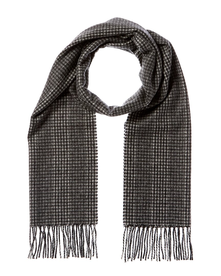 Amicale Cashmere Houndstooth Cashmere Scarf In Black