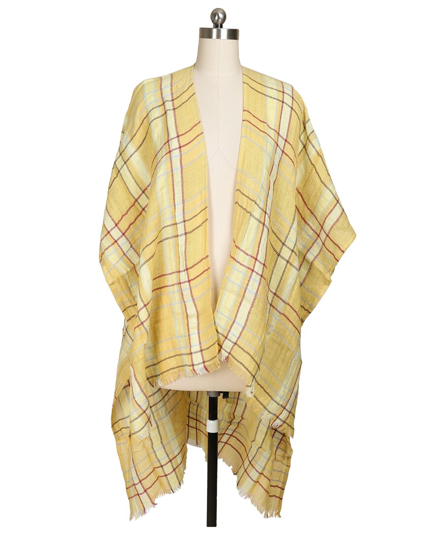 Shop Saachi Reverie Plaid Linen-blend Kimono In Gold