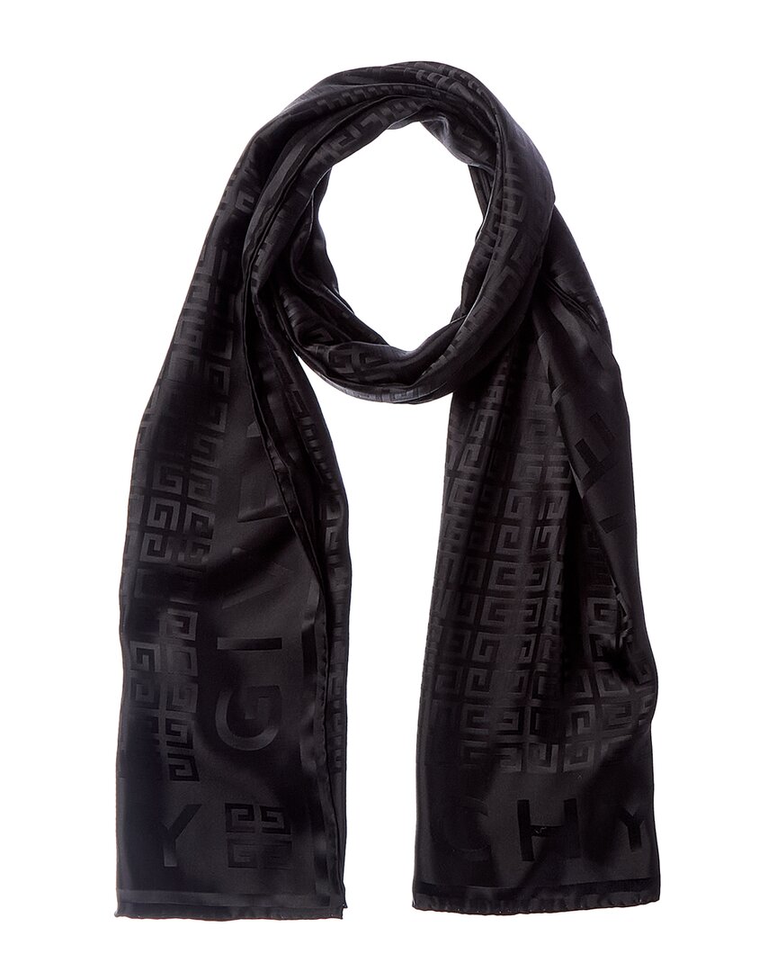 Givenchy 4g Monogram Silk Scarf In Black
