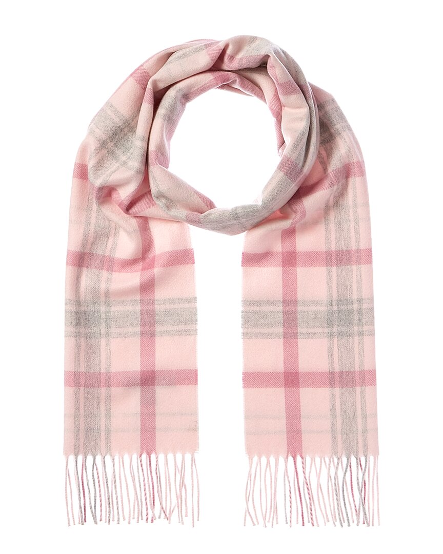 Amicale Cashmere Scottish Plaid Cashmere Scarf In Pink