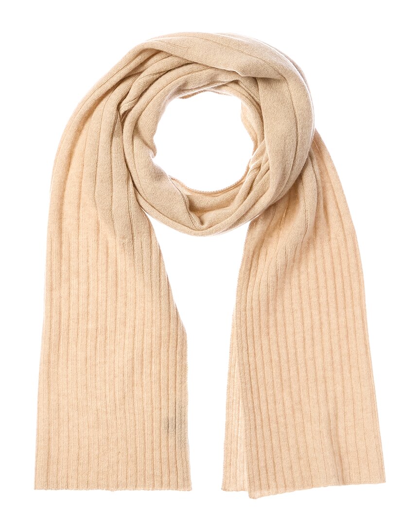 Amicale Cashmere Variegated Rib Scarf In Brown