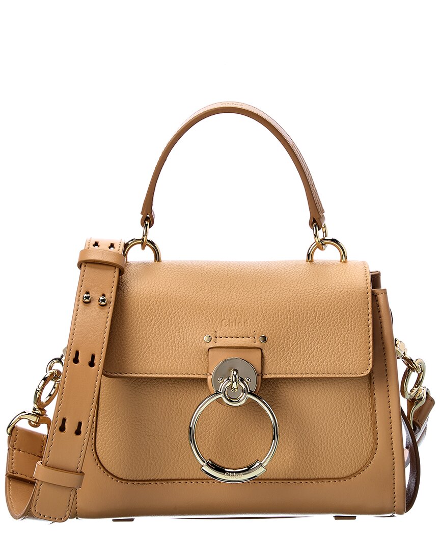 Shop Chloé Tess Day Mini Leather Shoulder Bag In Brown