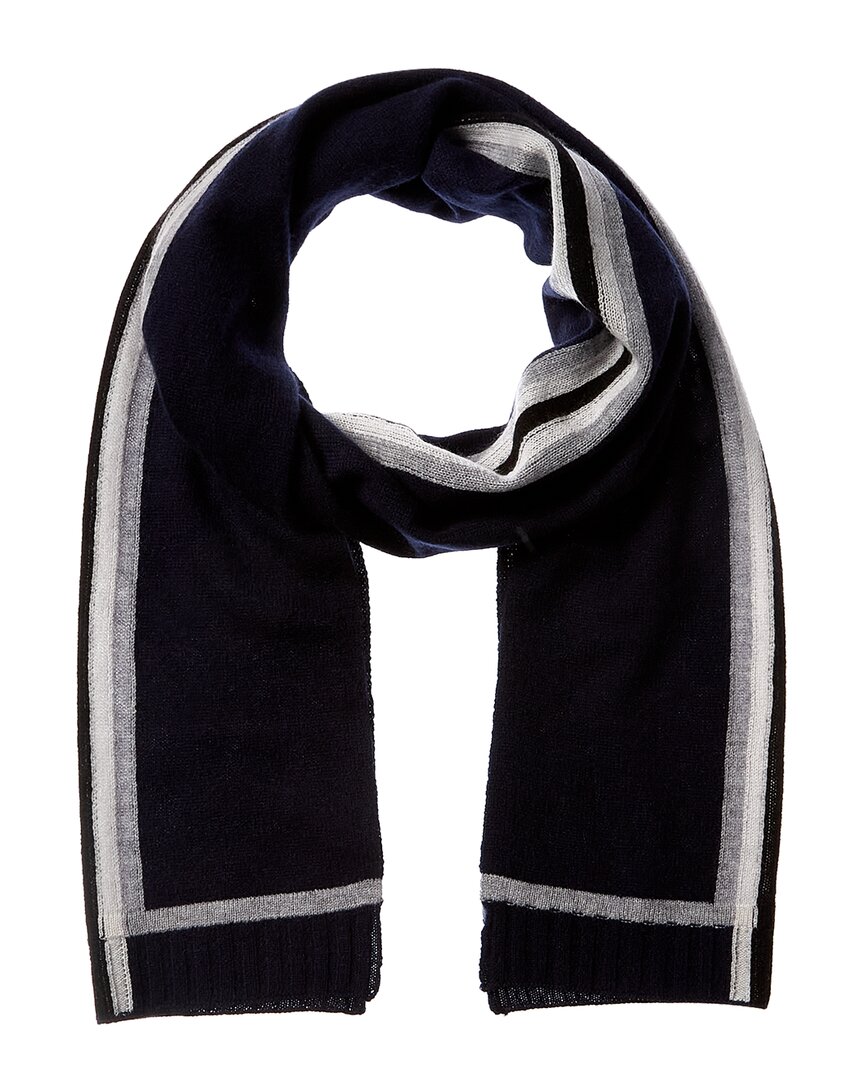 Hannah Rose Rainbow Stripe Cashmere Scarf In Blue