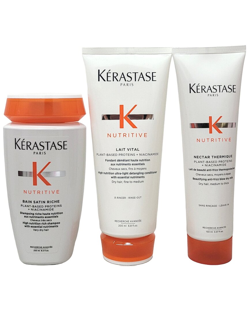 Kerastase Kérastase Unisex Nutritive Bain Satin Richie, Lait Vital Conditioner & Nectar Thermique Trio