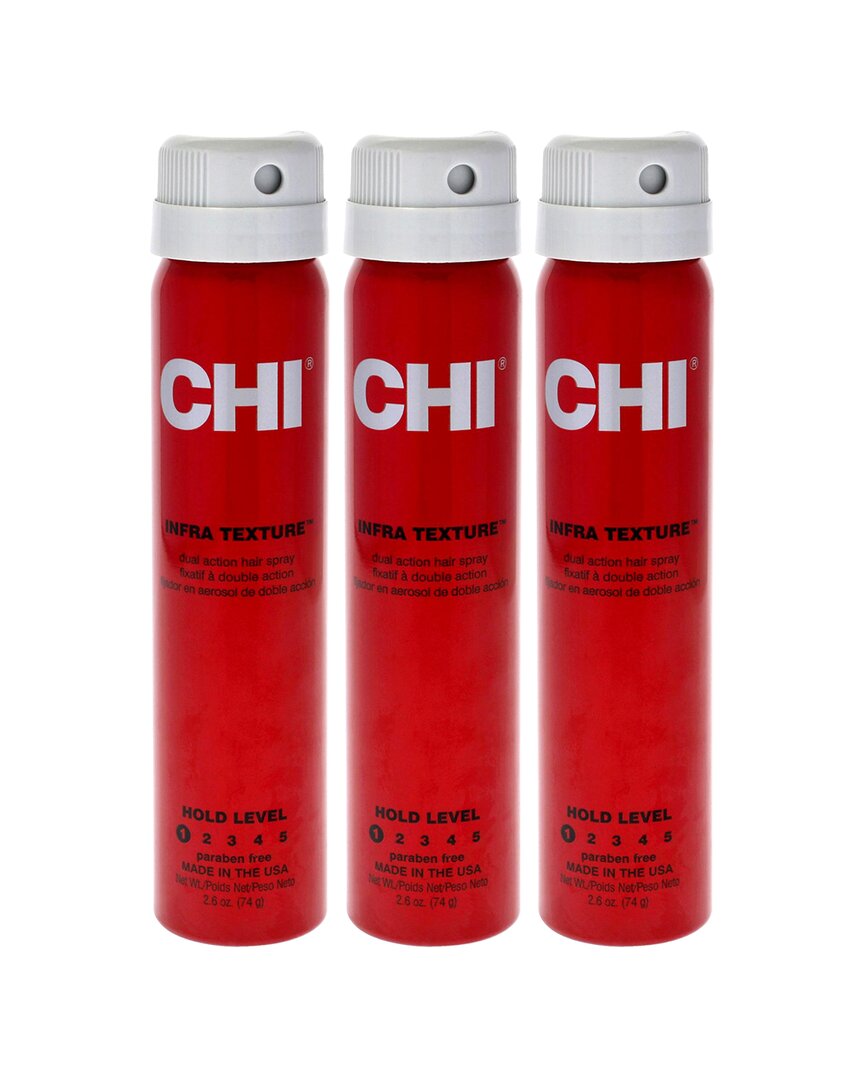 Chi Unisex 2.6oz Infra Texture Hair Spray - Pack Of 3 In Red