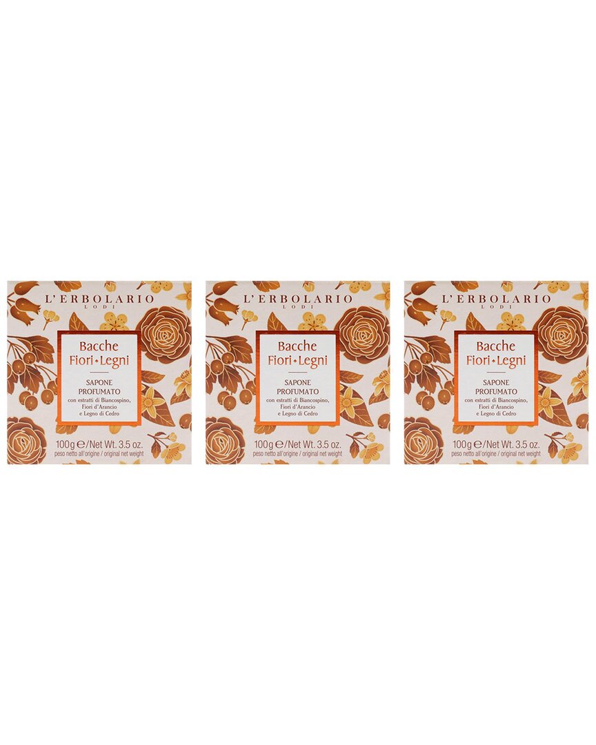 L'erbolario 3.5oz Berries Flowers Wood Perfumed Soap - Pack Of 3