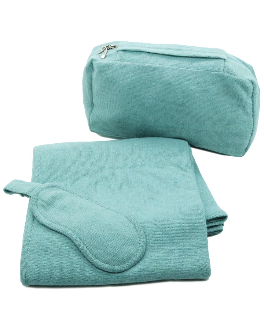 Portolano Discontinued  Travel Wrap/throw, Eyemask And Zipper Bag With Handle In Solid Color