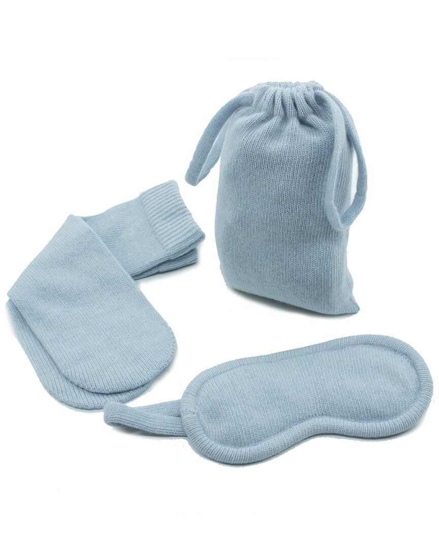 Portolano Cashmere Socks, Eyemask And Pouch In Light Blue