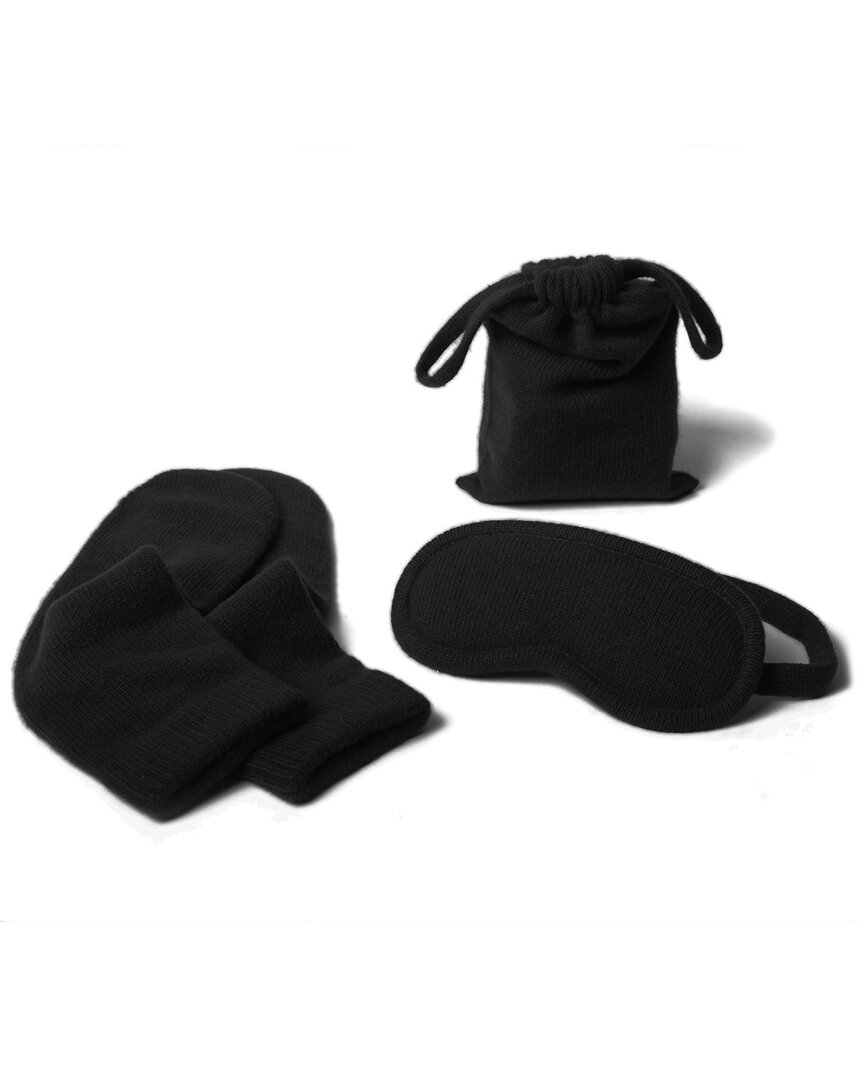 Portolano Cashmere Socks, Eyemask And Pouch In Black