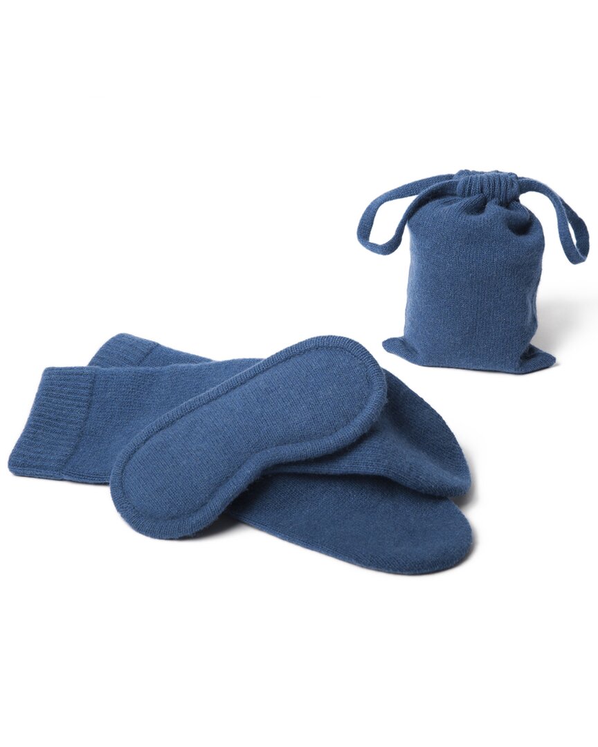 Portolano Cashmere Socks, Eyemask And Pouch In Sapphire