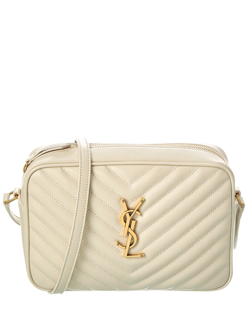 Saint Laurent Lou Monogram Leather Camera Bag In White