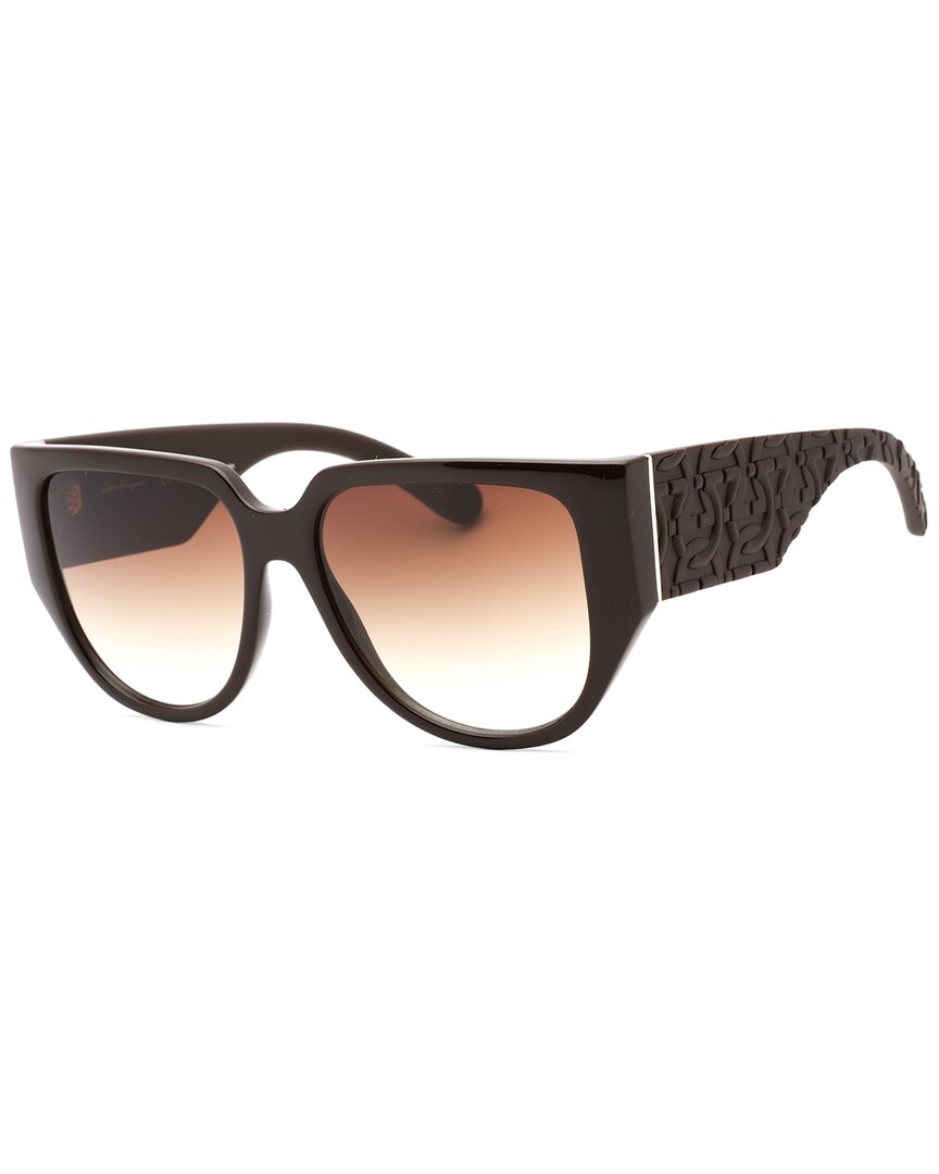 Ferragamo Gancini Tea Cup 58mm Oval Sunglasses In Brown