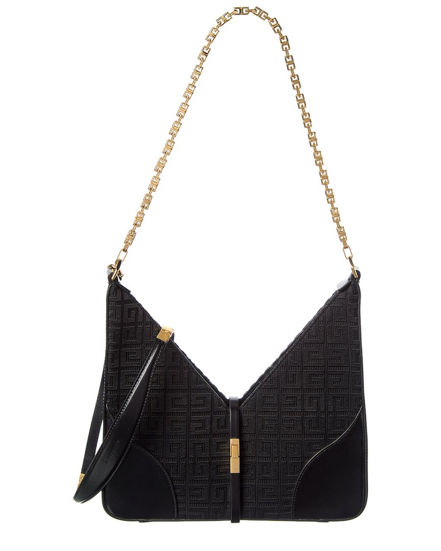 Givenchy Cut Out Small Canvas & Leather Shoulder Bag In Black