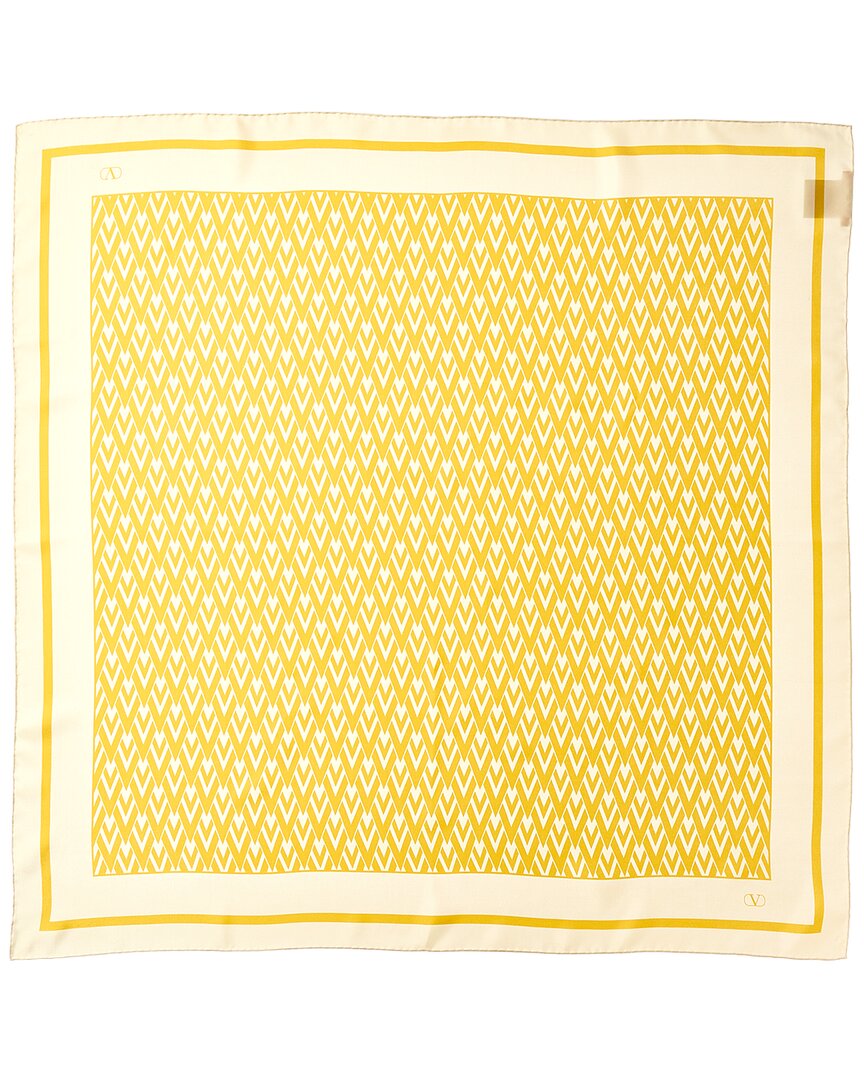 Valentino Garavani Toute La V Silk Square Scarf In Orange