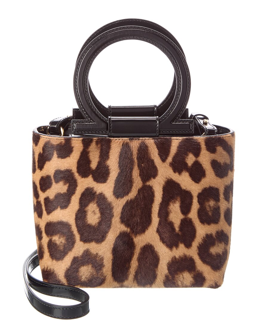 Ferragamo Haircalf & Leather Tote In Animal Print
