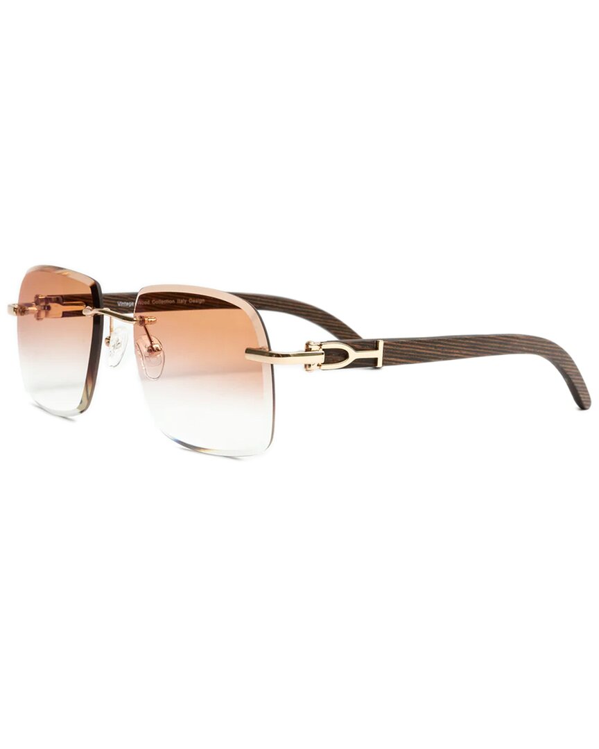Shop Vintage Wood Collection Unisex Drone 60mm Sunglasses In Gold