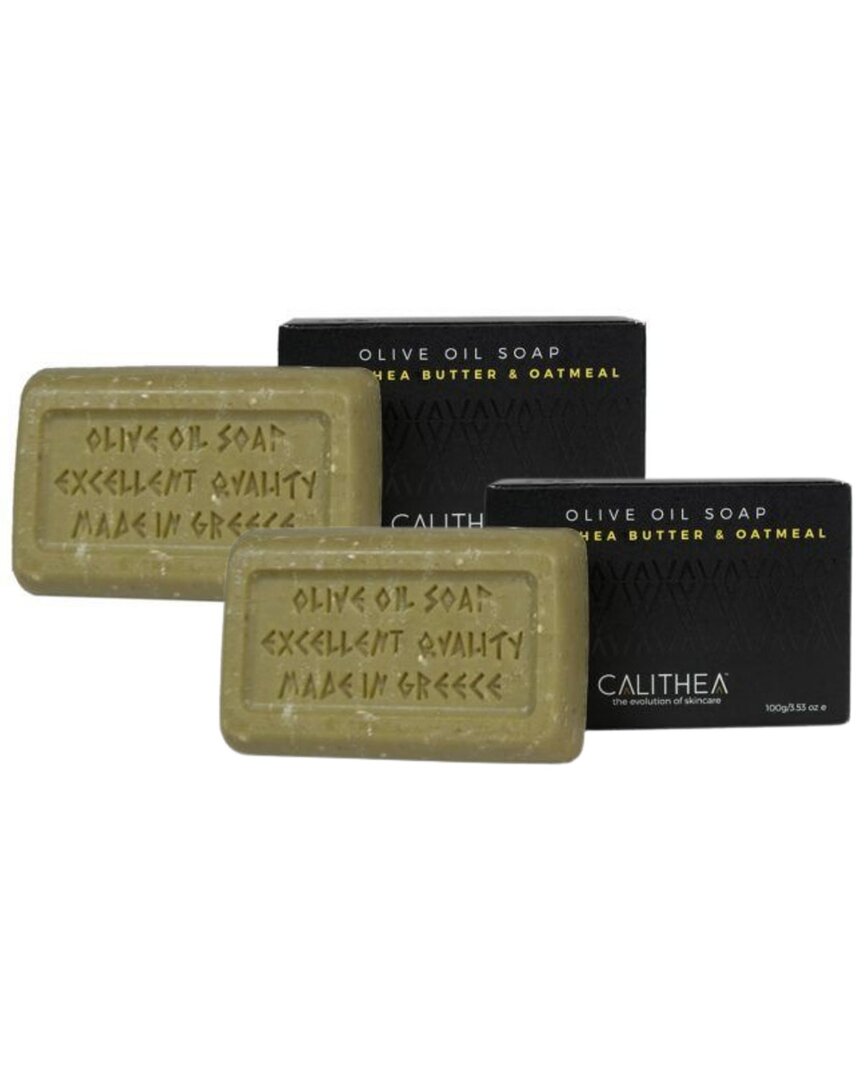 Calithea Skincare 3.5oz Olive Oil Soap With Shea Butter & Oatmeal 2-pack In Green