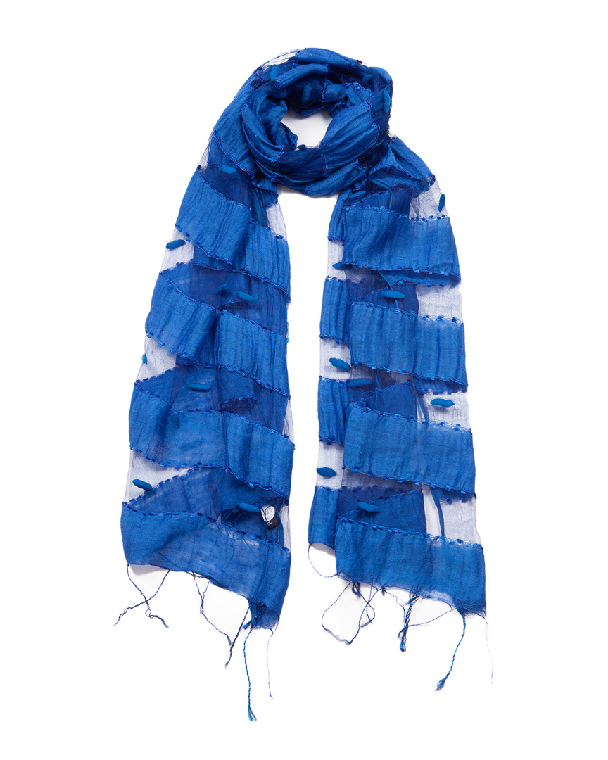 Blue Pacific Hand Woven Silk-blend Scarf