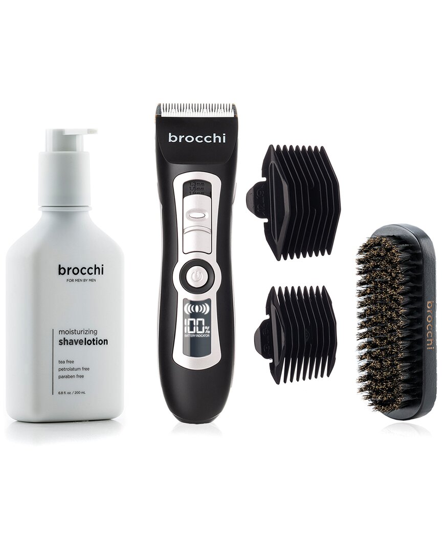 Sebastian Brocchi Brocchi Electric Trimmer, Boar Bristle Beard Brush & Moisturizing Shave Lotion Bundle