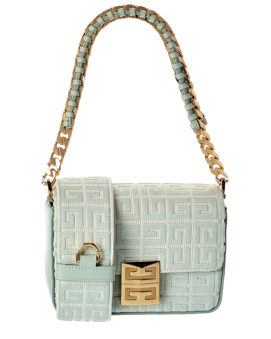 Givenchy 4g Logo Small Canvas & Leather Shoulder Bag In Green