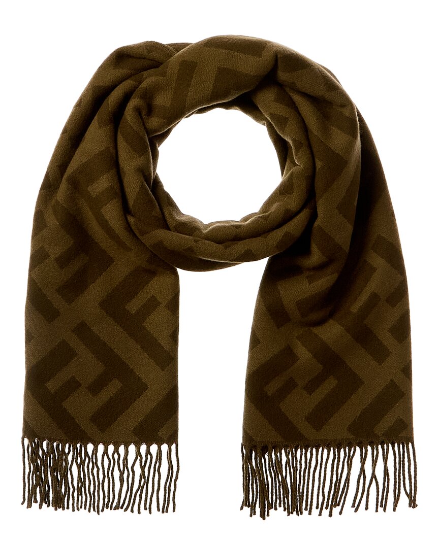 Shop Fendi Ff Cashmere Scarf In Green