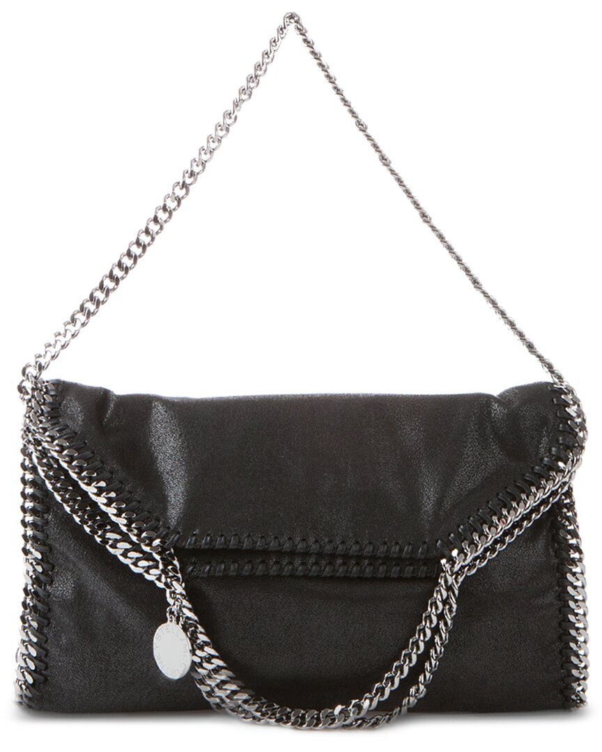 Stella Mccartney Falabella Shaggy Deer Fold Over Tote In Black