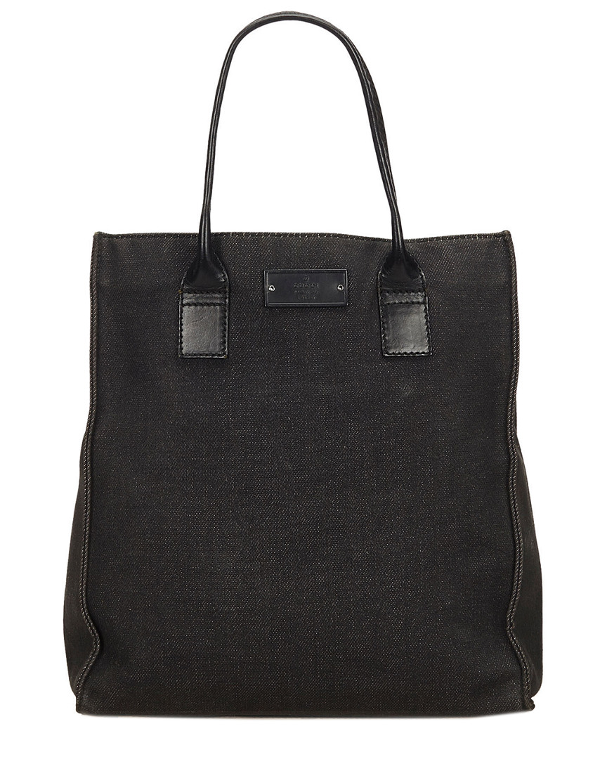 Gucci Black Ssima Canvas & Leather Tote
