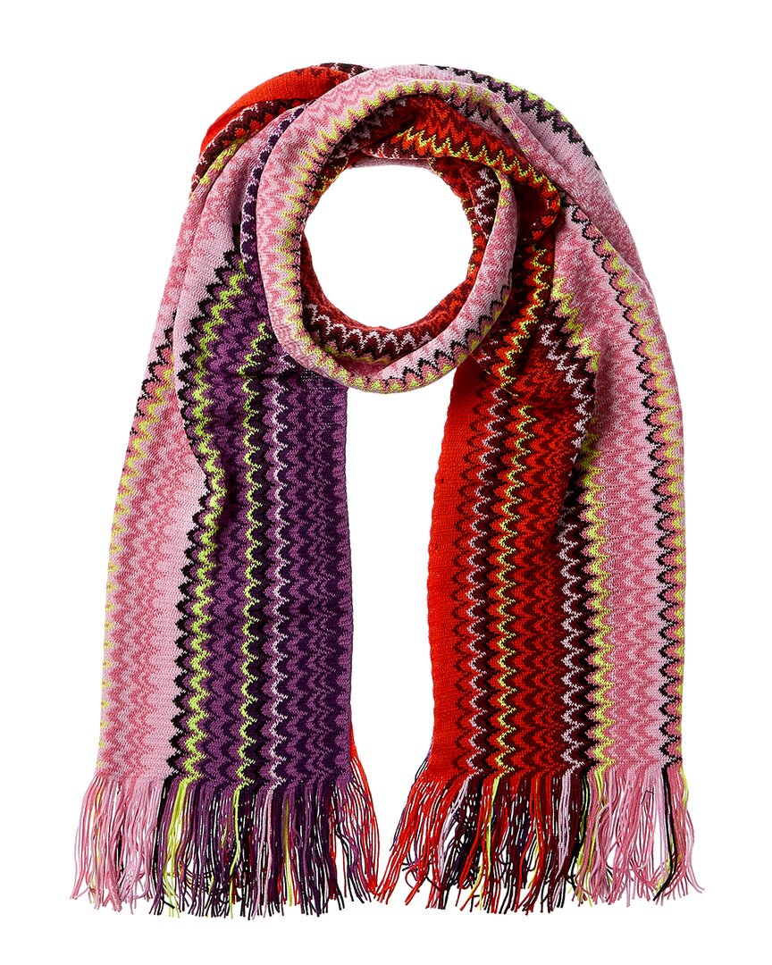 Missoni Wool-blend Scarf In Purple