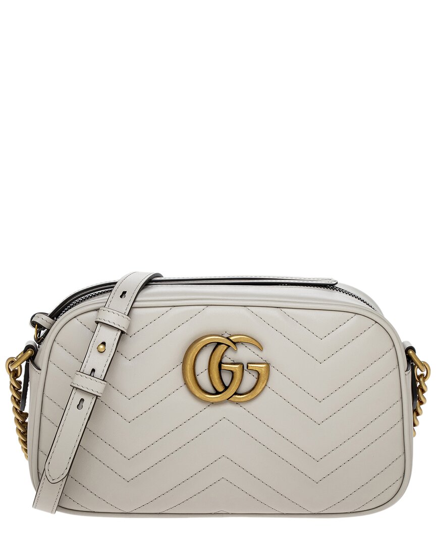 Gucci Gg Marmont Small Leather Shoulder Bag In Gray