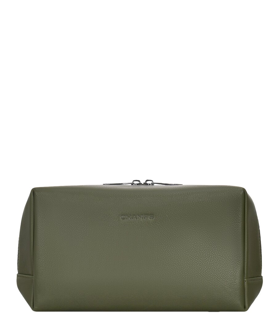 Champs Onyx Leather Toiletry Bag In Green