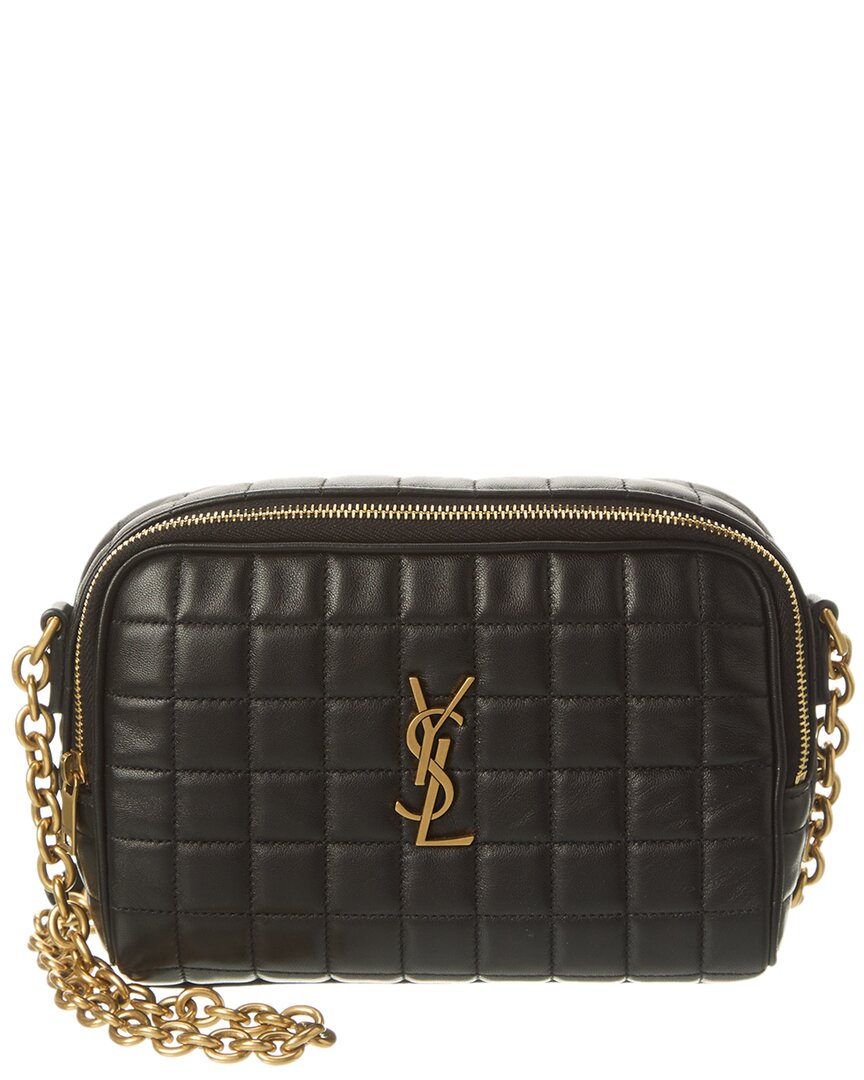 Saint Laurent Cassandre Mini Leather Camera Bag In Black