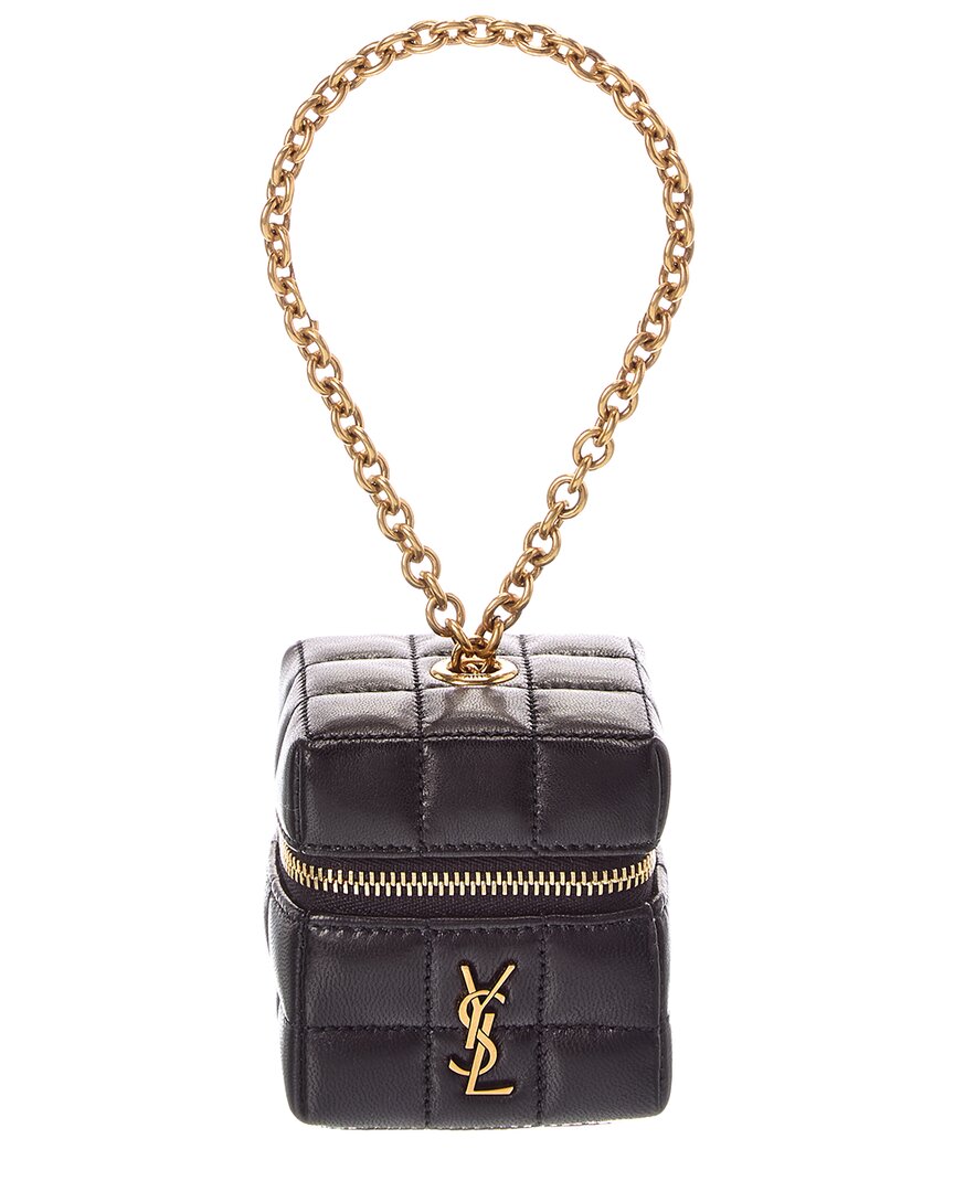 Saint Laurent Cassandre Mini Leather Coin Purse In Black