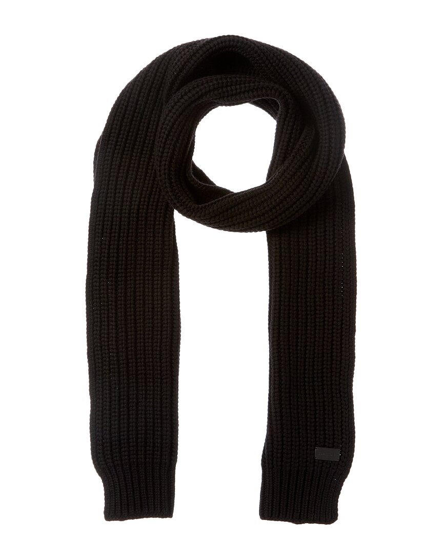 Saint Laurent Logo Patch Cashmere Scarf In Black